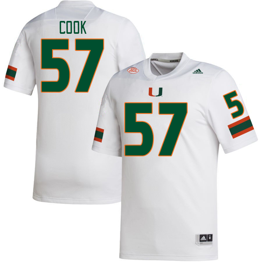 Men #57 Marley Cook Miami Hurricanes College Football Jerseys Stitched-White